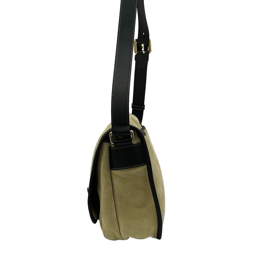 Loewe Ana Hobo Shoulder Bag 337.61.G95 Beige Black Suede Leather - Picture 4 of 10